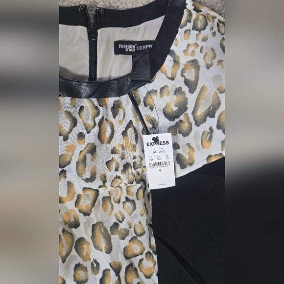 NWT Express x Fashion Star Leopard Peplum Dress Size 6 - Picture 2 of 4